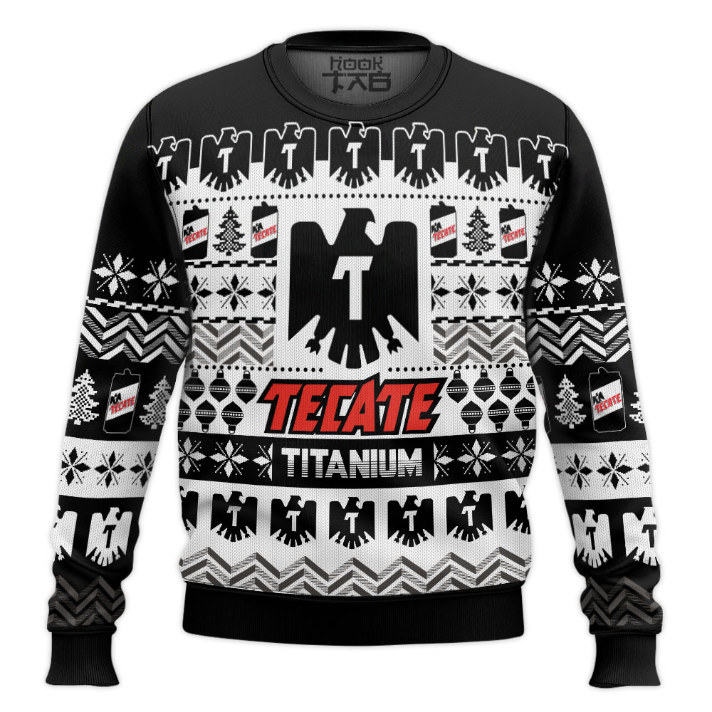 Hooktab Tecate Titanium Beer Ugly Christmas Sweater Hooktab Tecate Titanium Beer Ugly Christmas Sweater