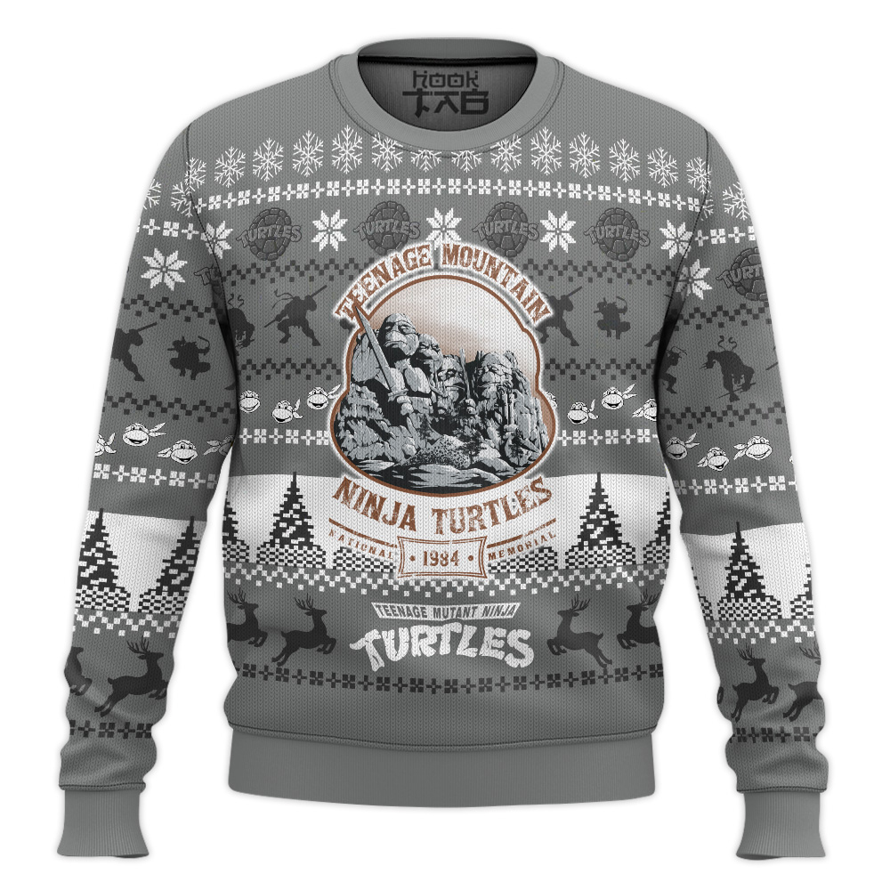 Hooktab Teenage Mountain Ninja Turtles Ugly Christmas Sweater Hooktab Teenage Mountain Ninja Turtles Ugly Christmas Sweater