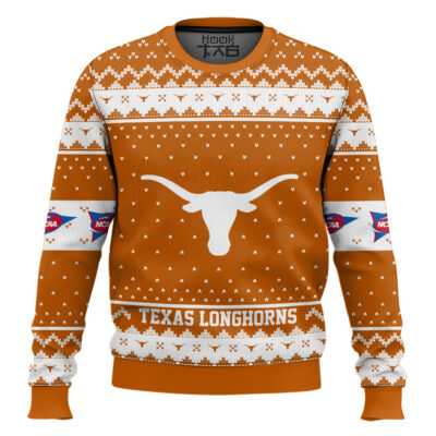 Texas Longhorns - Custom Name And Number Ugly Christmas Sweater