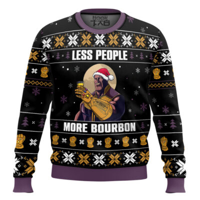 Thanos Less People More Bourbon Ugly Christmas Sweater