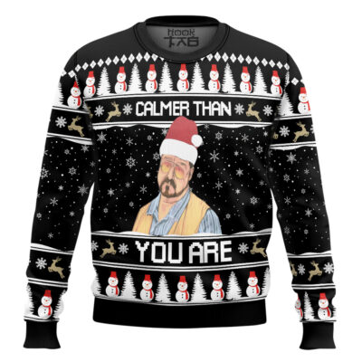 The Big Lebowski Calmer Than You Are Ugly Christmas Sweater