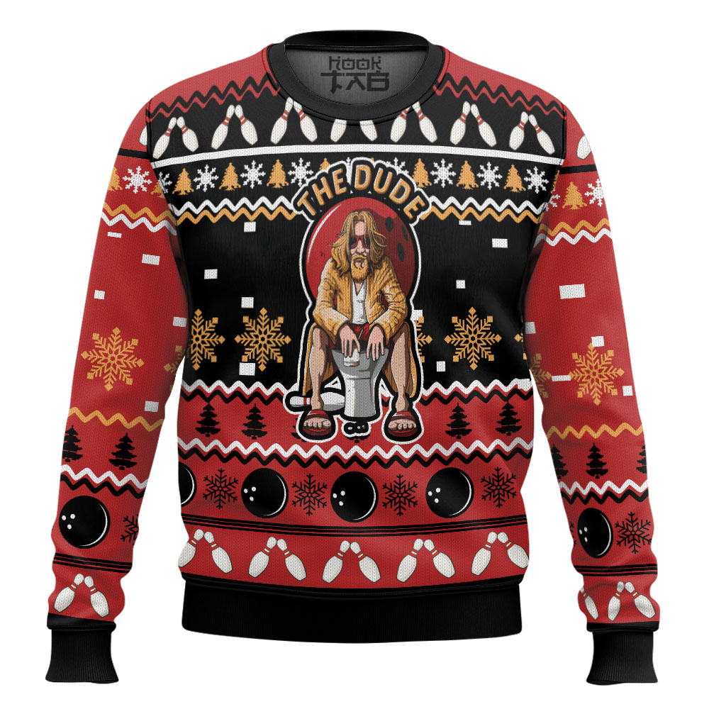 Hooktab The Big Lebowski The Dude Ugly Christmas Sweater Hooktab The Big Lebowski The Dude Ugly Christmas Sweater