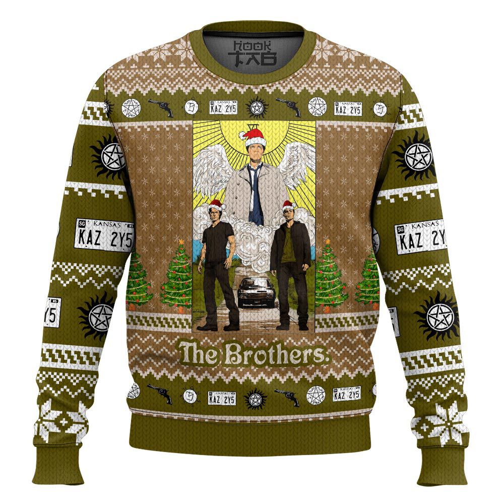Hooktab The Brothers Supernatural Ugly Christmas Sweater Hooktab The Brothers Supernatural Ugly Christmas Sweater