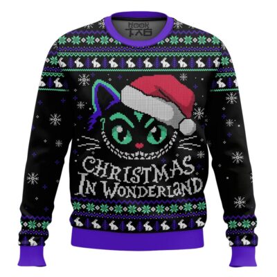 The Cheshire Cat Christmas In Wonderland Ugly Christmas Sweater
