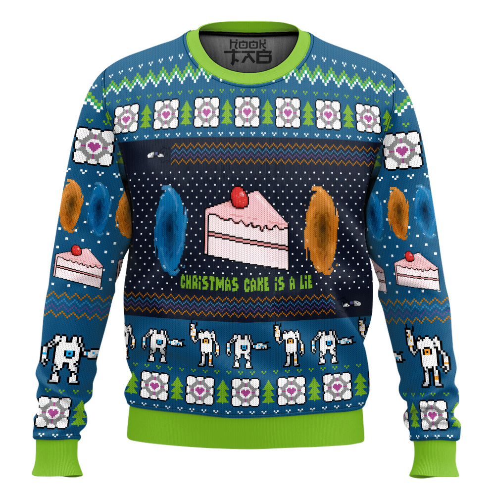Hooktab The Christmas Cake Is A Lie Portal 2 Ugly Christmas Sweater Hooktab The Christmas Cake Is A Lie Portal 2 Ugly Christmas Sweater