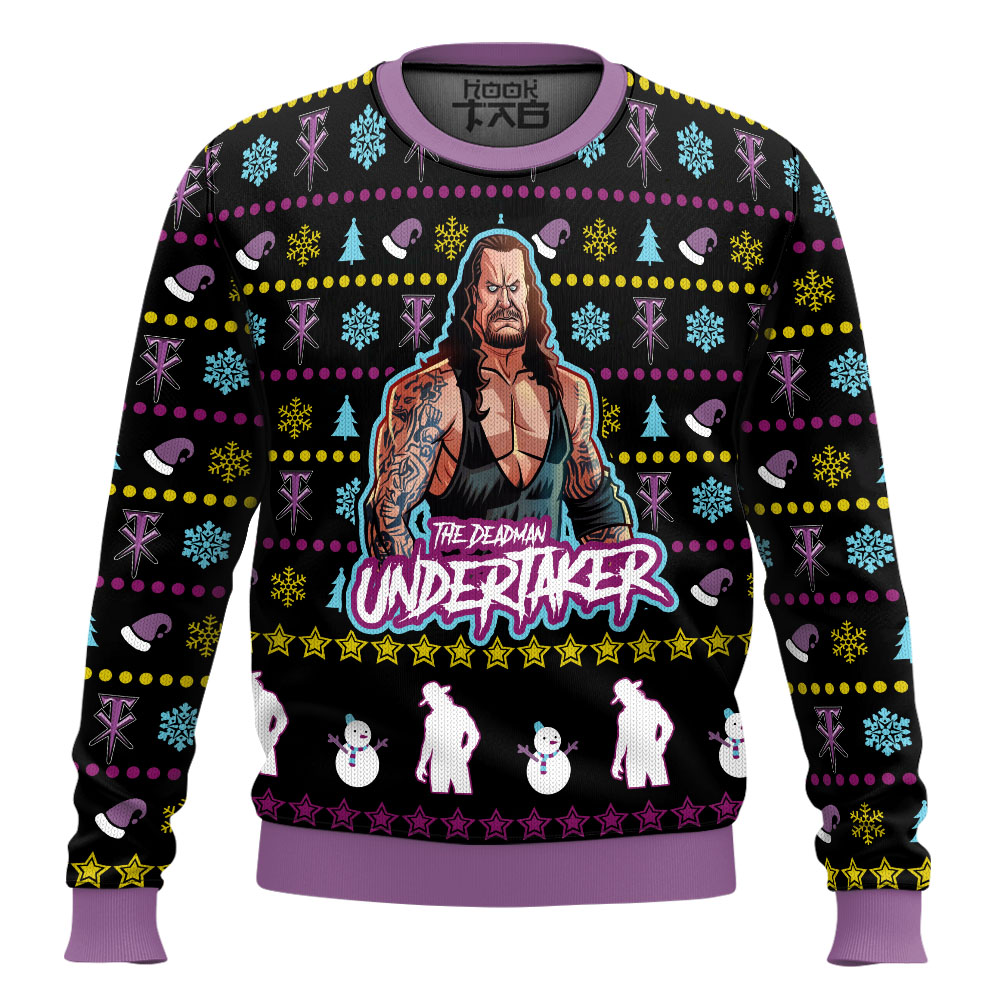 Hooktab The Deadman Undertaker WWE Ugly Christmas Sweater Hooktab The Deadman Undertaker WWE Ugly Christmas Sweater