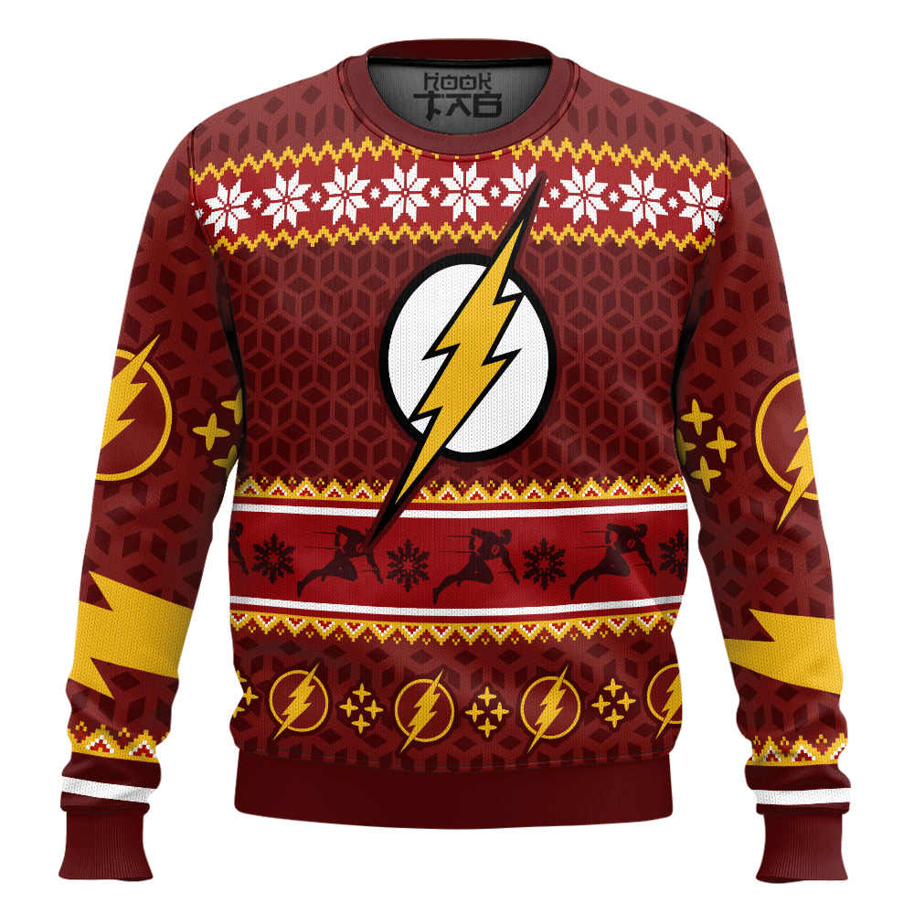Hooktab The Flash DC Ugly Christmas Sweater Hooktab The Flash DC Ugly Christmas Sweater