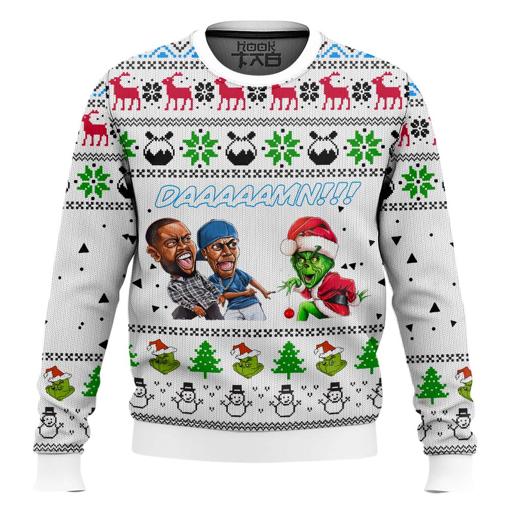 Hooktab The Grinch Damn Meme Ugly Christmas Sweater Hooktab The Grinch Damn Meme Ugly Christmas Sweater