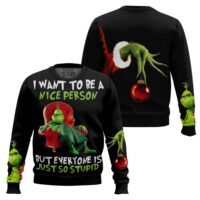 Hooktab The Grinch Everyone Is Just So Stupid Ugly Christmas Sweater