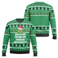 Hooktab The Grinch Hate Double Hate Ugly Christmas Sweater
