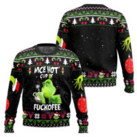 Hooktab The Grinch Nice Hot Cup Of Coffee Ugly Christmas Sweater