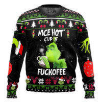 Hooktab The Grinch Nice Hot Cup Of Coffee Ugly Christmas Sweater