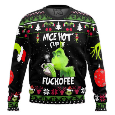 The Grinch Nice Hot Cup Of Coffee Ugly Christmas Sweater