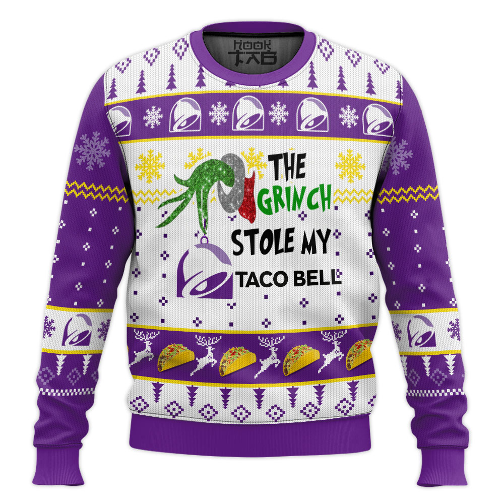 Hooktab The Grinch Stole My Taco Bell Ugly Christmas Sweater Hooktab The Grinch Stole My Taco Bell Ugly Christmas Sweater