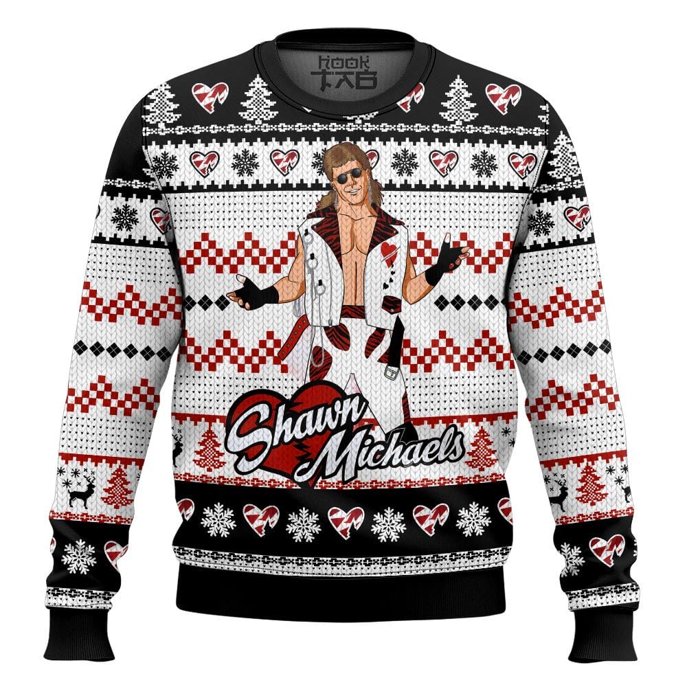 Hooktab The Heartbreak Kid Shawn Michaels WWE Ugly Christmas Sweater Hooktab The Heartbreak Kid Shawn Michaels WWE Ugly Christmas Sweater