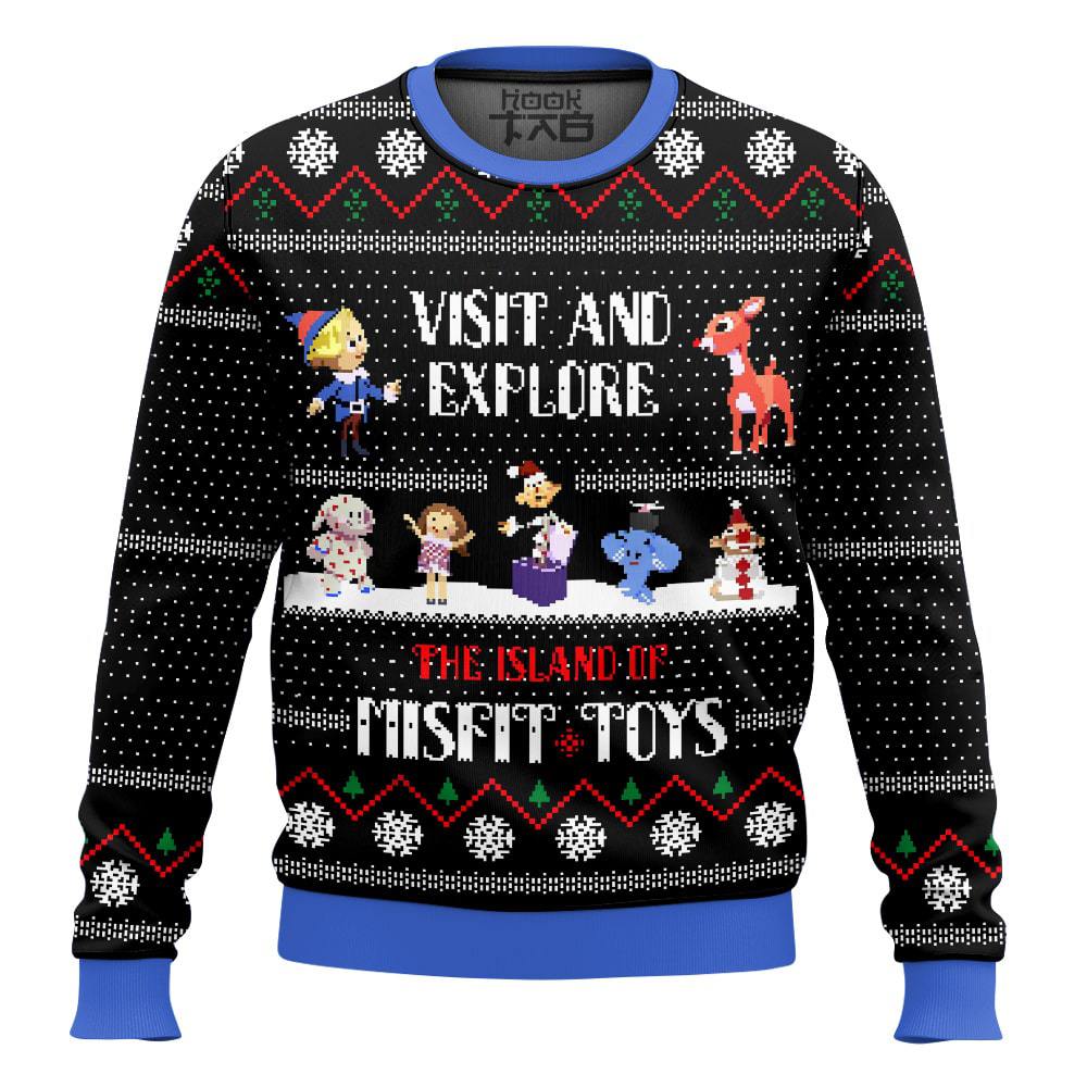 Hooktab The Island Of Misfit Toys Rudolph Ugly Christmas Sweater Hooktab The Island Of Misfit Toys Rudolph Ugly Christmas Sweater