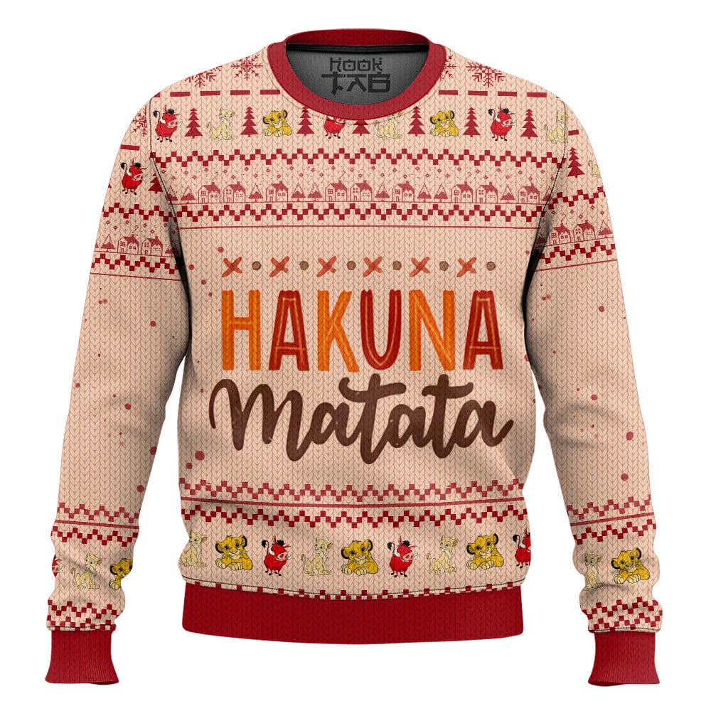 Hooktab The Lion King Hakuna Matata Ugly Christmas Sweater Hooktab The Lion King Hakuna Matata Ugly Christmas Sweater