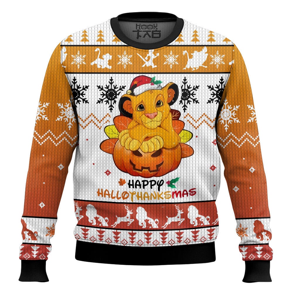 Hooktab The Lion King Happy Hallothanksmas Ugly Christmas Sweater Hooktab The Lion King Happy Hallothanksmas Ugly Christmas Sweater