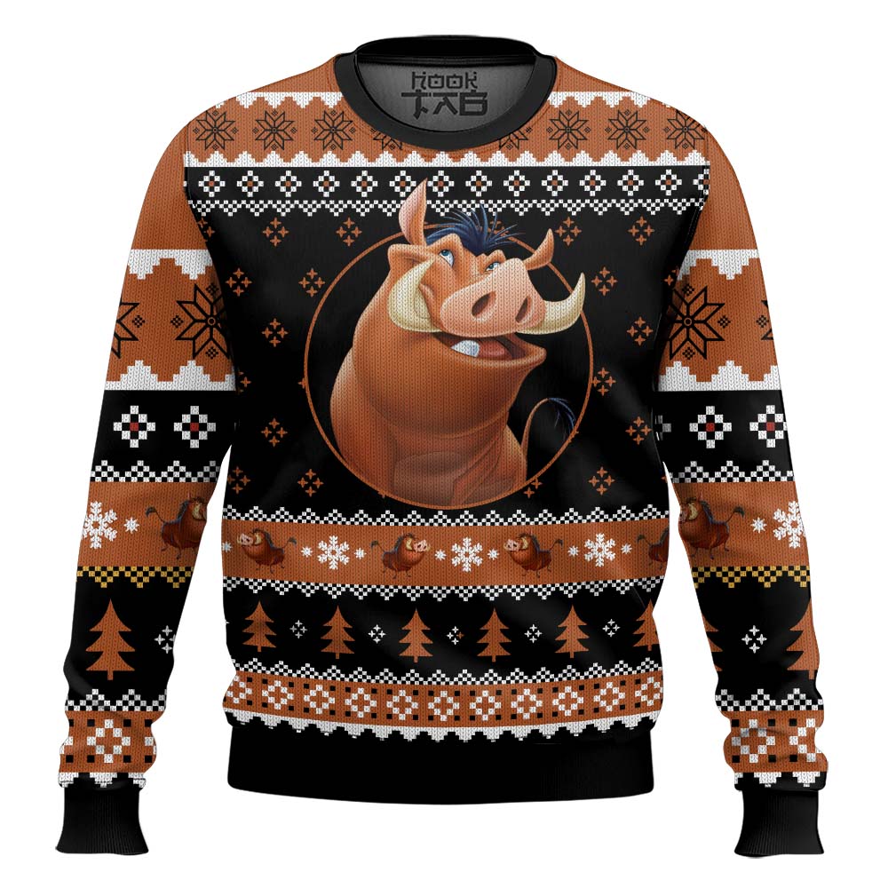 Hooktab The Lion King Pumbaa Ugly Christmas Sweater Hooktab The Lion King Pumbaa Ugly Christmas Sweater