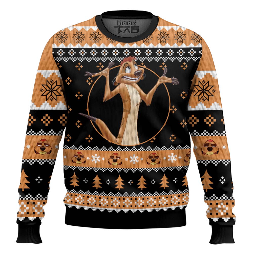 Hooktab The Lion King Timon Ugly Christmas Sweater Hooktab The Lion King Timon Ugly Christmas Sweater