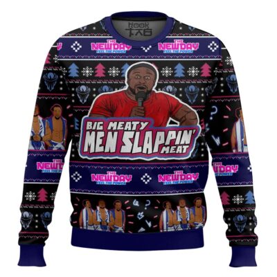 The New Day Big Meaty Men Slappin Meat WWE Ugly Christmas Sweater