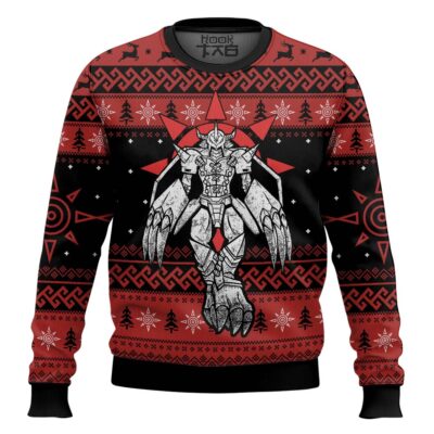 The Strongest Dragon WarGreymon Digimon Ugly Christmas Sweater