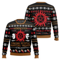 Hooktab The Winchesters Saving People, Hunting Things Supernatural Ugly Christmas Sweater