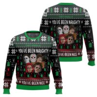 Hooktab They Know If You've Naughty Horror Villains Ugly Christmas Sweater