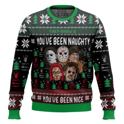 They Know If You've Naughty Horror Villains Ugly Christmas Sweater