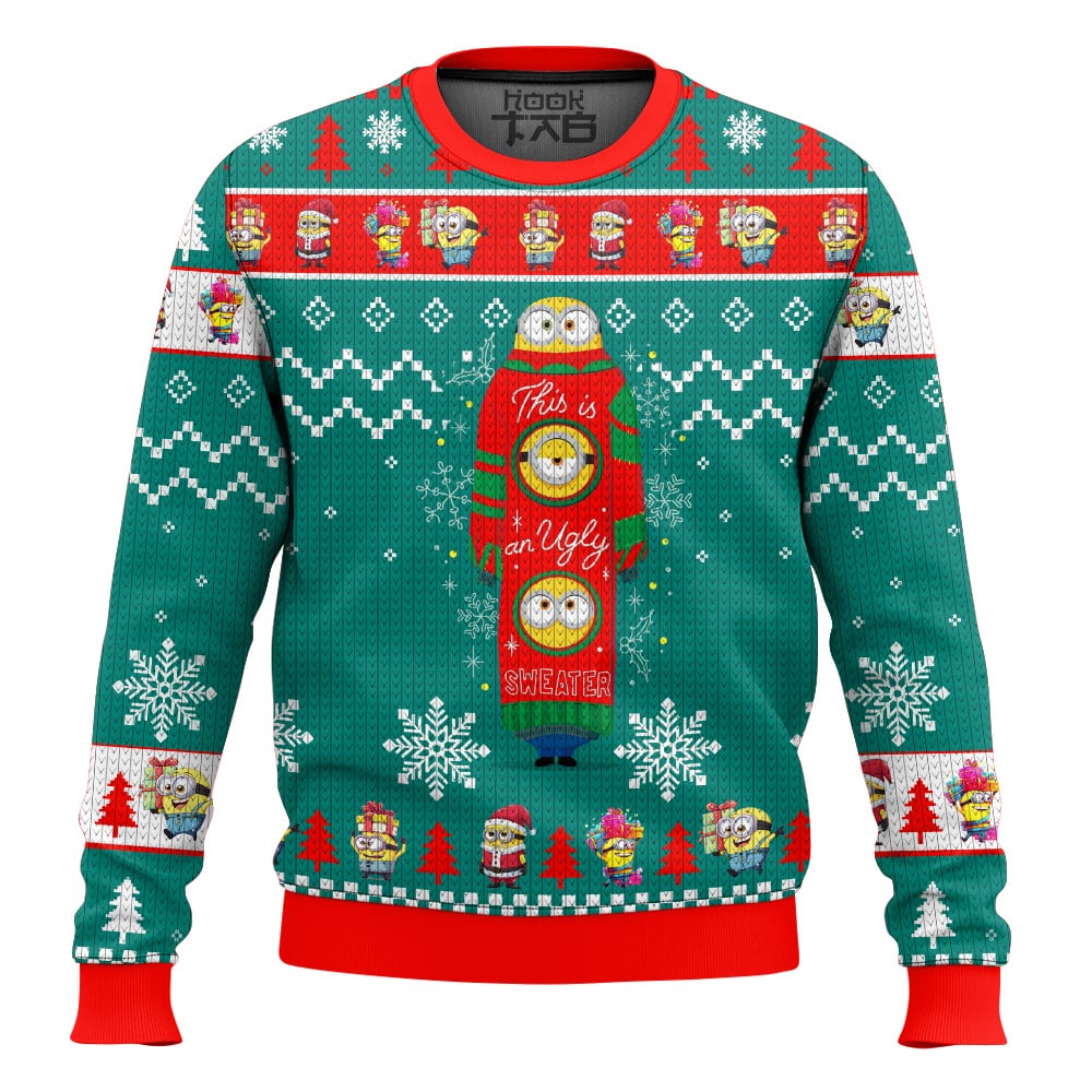 Hooktab "This Is An Ugly Sweater" Minions Ugly Christmas Sweater Hooktab "This Is An Ugly Sweater" Minions Ugly Christmas Sweater