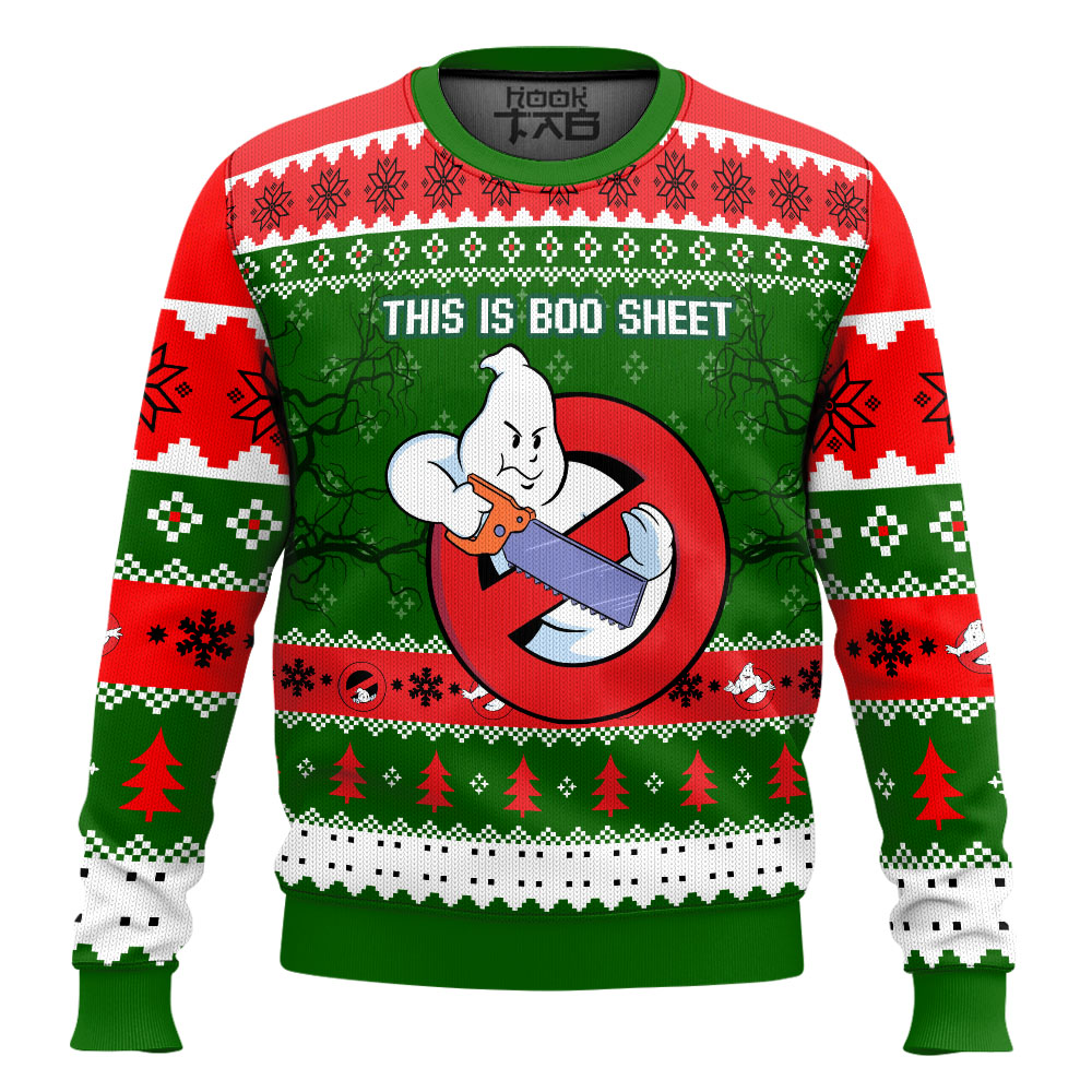 Hooktab This Is Boo Sheet Ghostbusters Ugly Christmas Sweater Hooktab This Is Boo Sheet Ghostbusters Ugly Christmas Sweater
