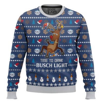 Time To Drink Busch Light Ugly Christmas Sweater