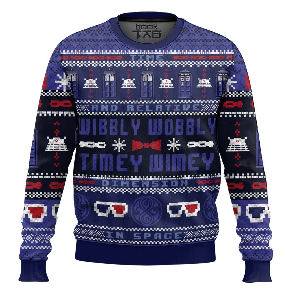 Hooktab Timey Wimey Doctor Who Ugly Christmas Sweater Hooktab Timey Wimey Doctor Who Ugly Christmas Sweater