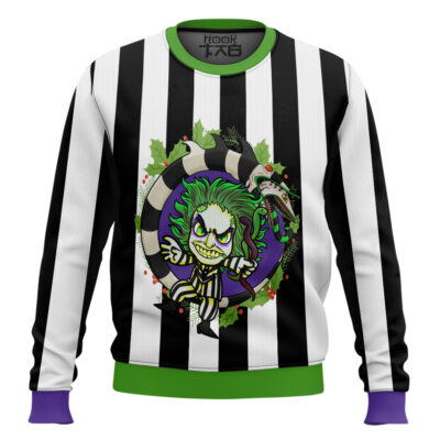 Tiny Beetlejuice Ugly Christmas Sweater