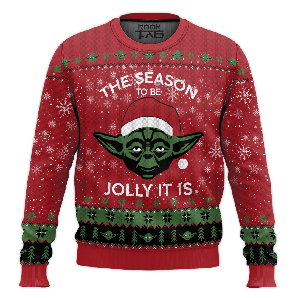 Hooktab Tis The Season To Be Jolly Yoda Star War Ugly Christmas Sweater Hooktab Tis The Season To Be Jolly Yoda Star War Ugly Christmas Sweater