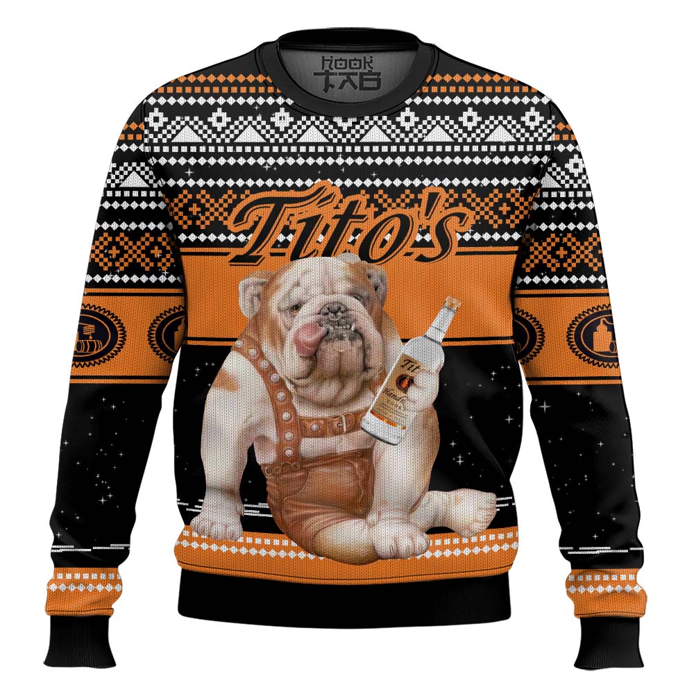 Hooktab Tito's Bulldog Ugly Christmas Sweater Hooktab Tito's Bulldog Ugly Christmas Sweater