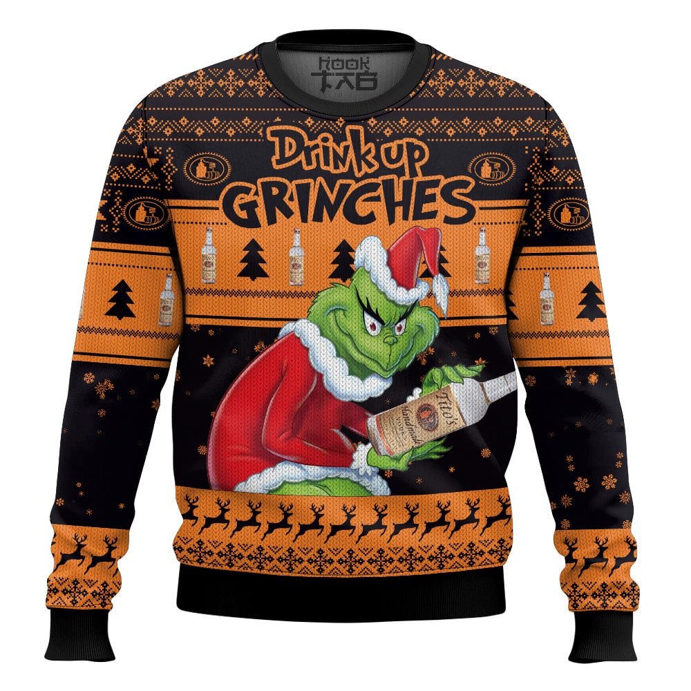 Hooktab Tito’s Drink Up Grinches Ugly Christmas Sweater Hooktab Tito’s Drink Up Grinches Ugly Christmas Sweater
