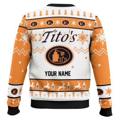 Hooktab Tito’s Handmade Vodka – Custom Name Ugly Christmas Sweater