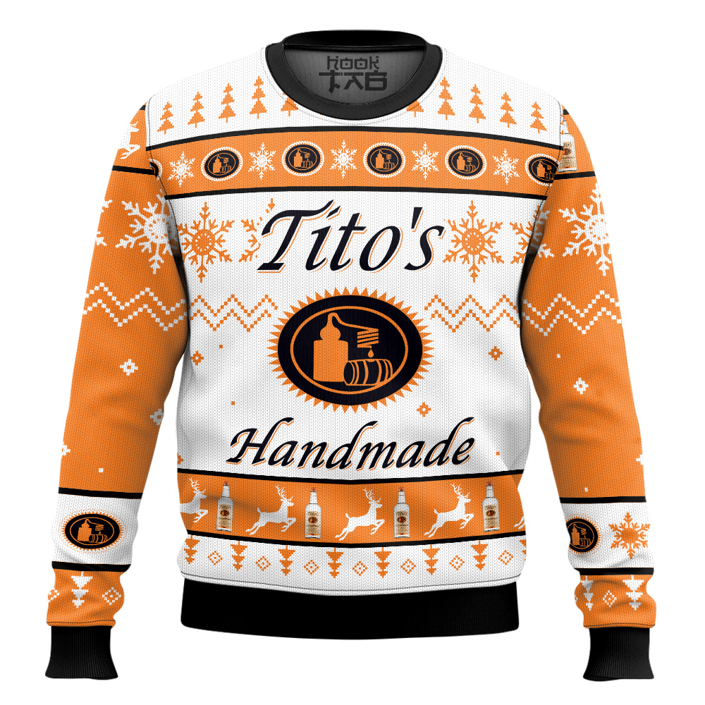 Hooktab Tito's Handmade Vodka - Custom Name Ugly Christmas Sweater Hooktab Tito's Handmade Vodka - Custom Name Ugly Christmas Sweater