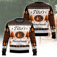 Hooktab Tito's Handmade Vodka Ugly Christmas Sweater
