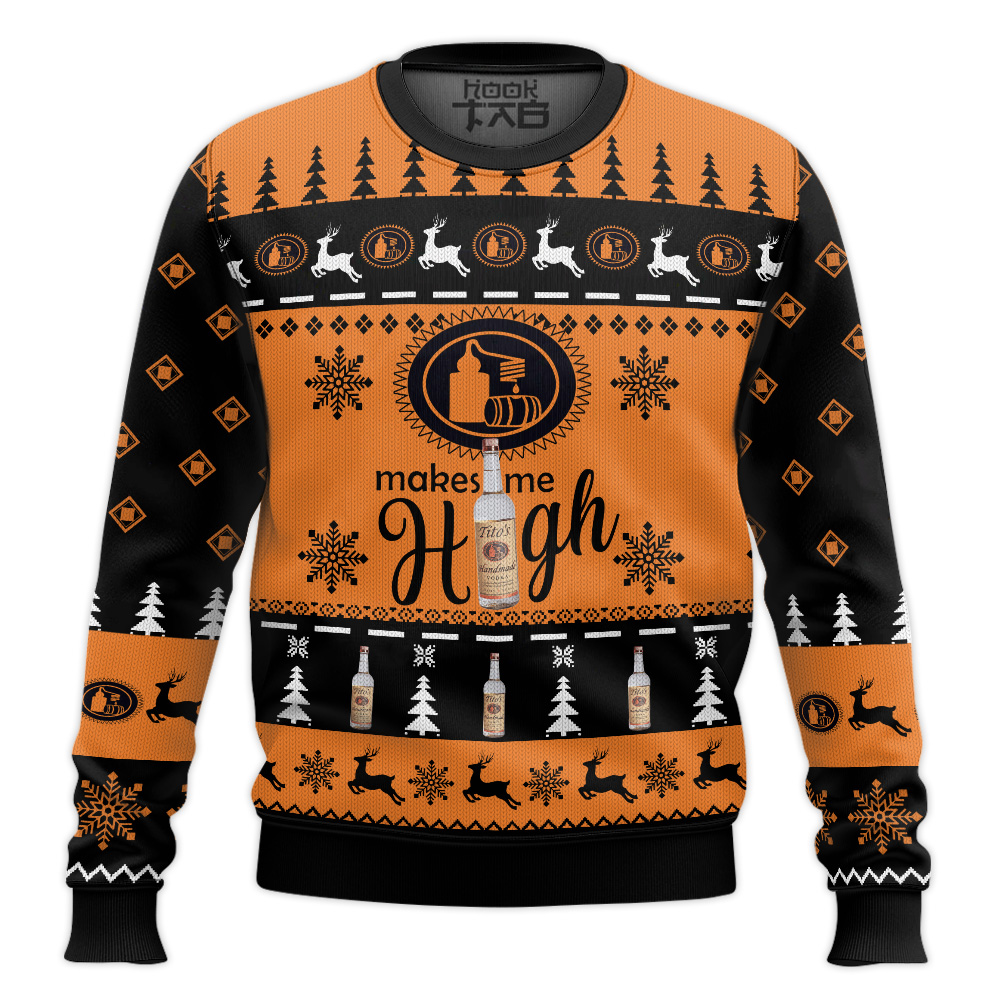Hooktab Tito's Make Me High Ugly Christmas Sweater Hooktab Tito's Make Me High Ugly Christmas Sweater