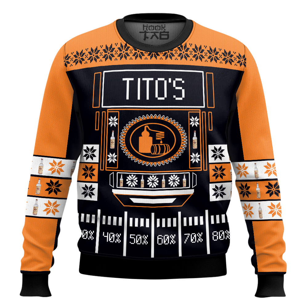 Hooktab Tito's Vodka - Custom Name Ugly Christmas Sweater Hooktab Tito's Vodka - Custom Name Ugly Christmas Sweater
