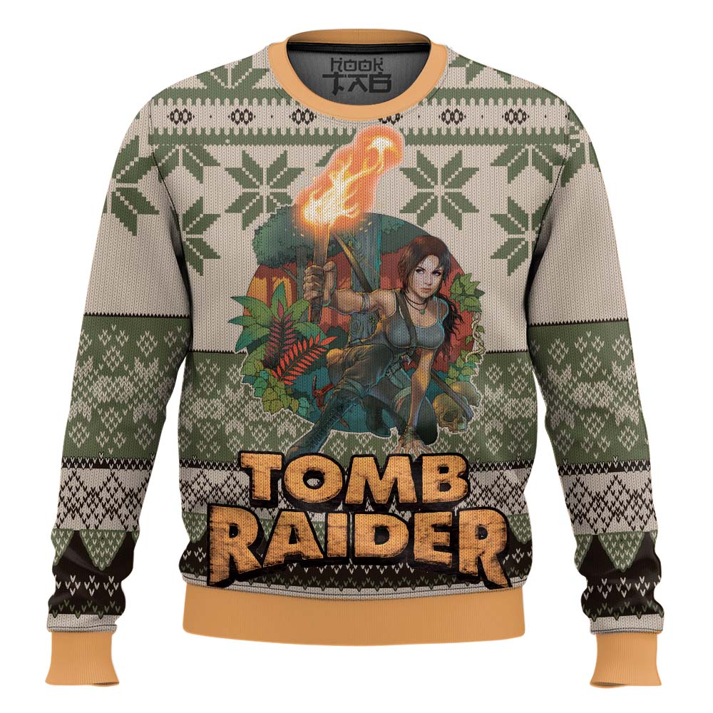 Hooktab Tomb Raider Ugly Christmas Sweater Hooktab Tomb Raider Ugly Christmas Sweater
