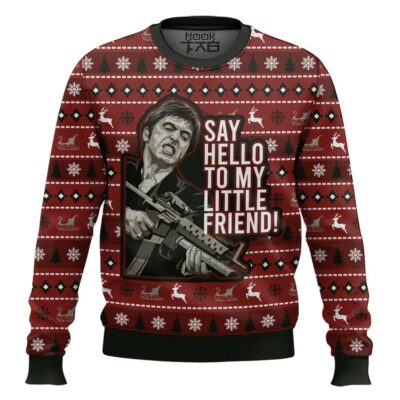 Tony Montana Say Hello To My Little Friend Scarface Ugly Christmas Sweater