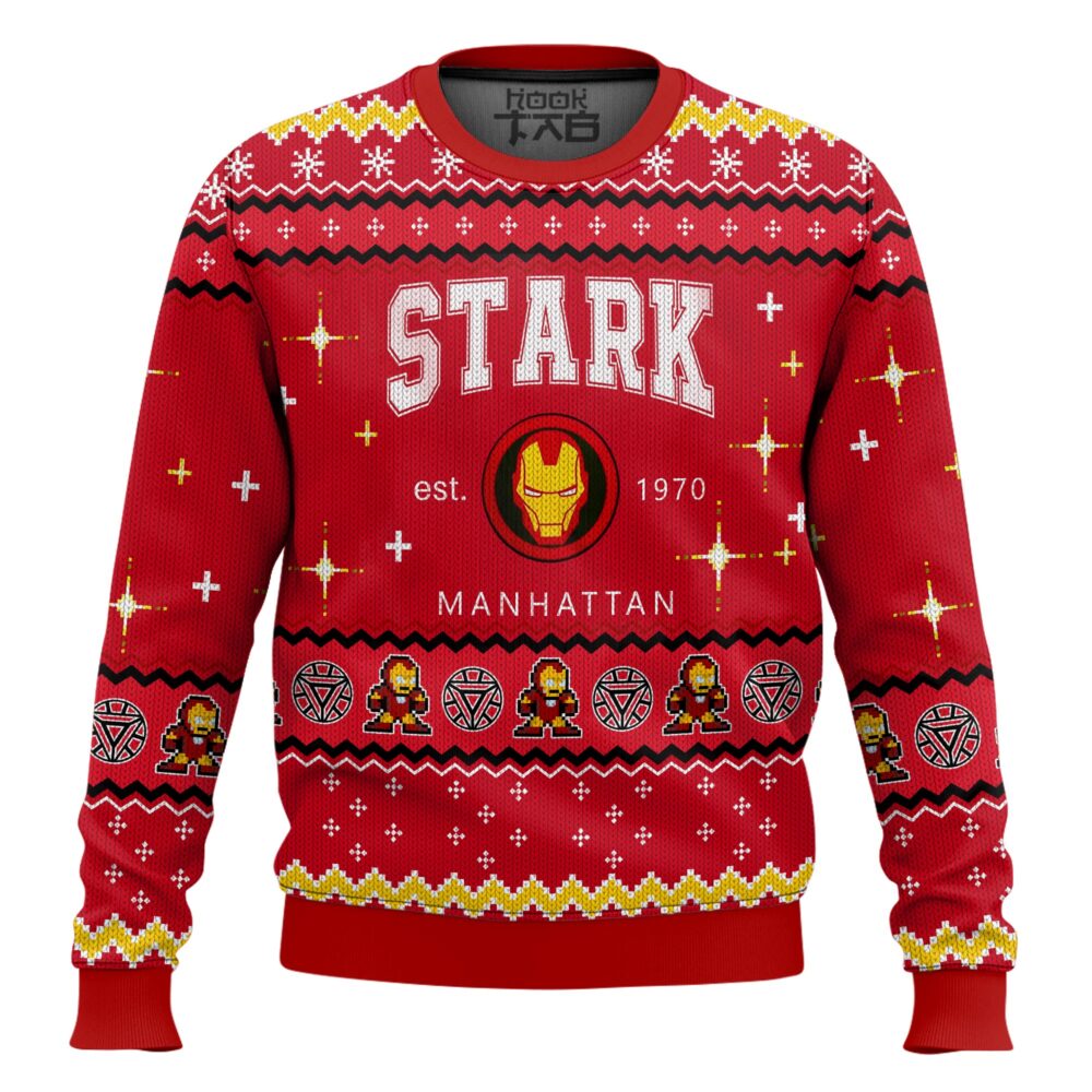Hooktab Tony Stark Iron Man Ugly Christmas Sweater Hooktab Tony Stark Iron Man Ugly Christmas Sweater