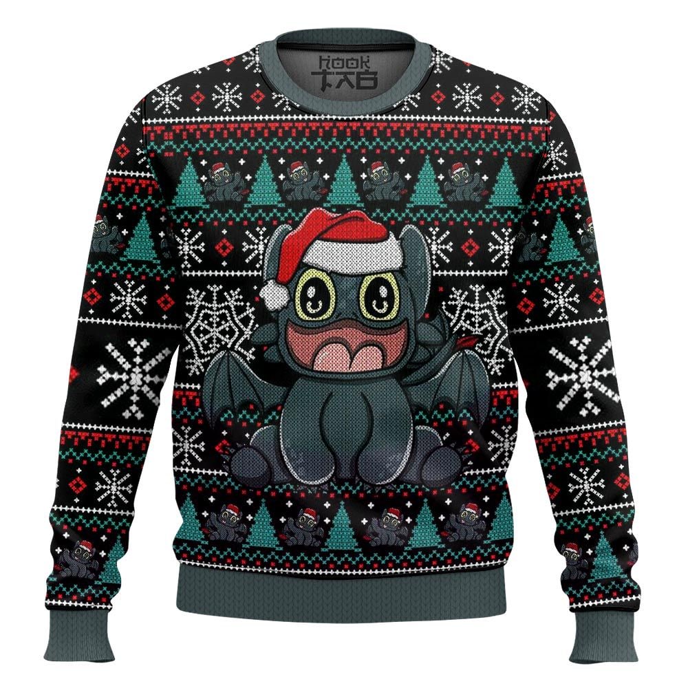Hooktab Toothless Night Fury How To Train Your Dragon Ugly Christmas Sweater Hooktab Toothless Night Fury How To Train Your Dragon Ugly Christmas Sweater