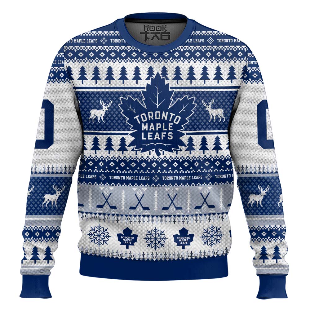 Hooktab Toronto Maple Leafs - Custom Name And Number Ugly Sweater Hooktab Toronto Maple Leafs - Custom Name And Number Ugly Sweater