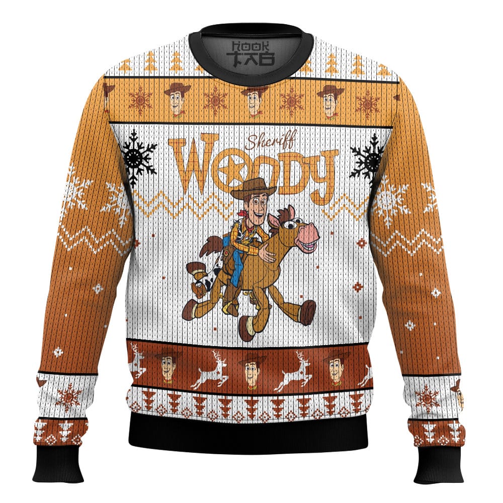 Hooktab Toy Story Sheriff Woody Ugly Christmas Sweater Hooktab Toy Story Sheriff Woody Ugly Christmas Sweater