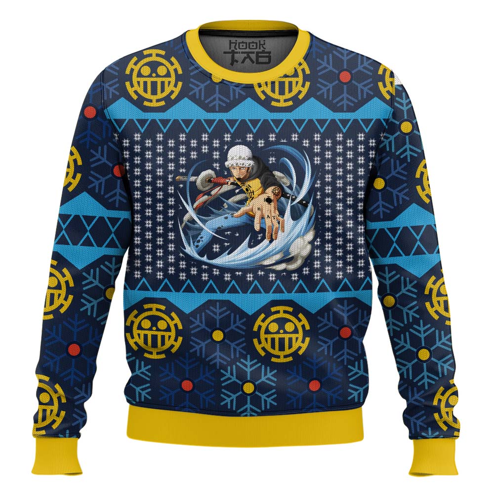 Hooktab Trafalgar D Water Law One Piece Ugly Christmas Sweater Hooktab Trafalgar D Water Law One Piece Ugly Christmas Sweater