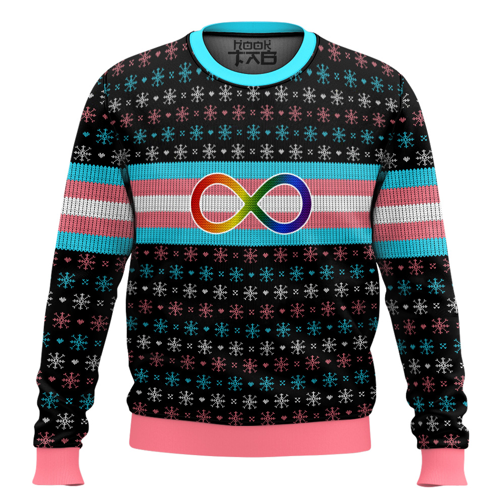 Hooktab Transgender Autistic Flag LGBT Support Ugly Christmas Sweater Hooktab Transgender Autistic Flag LGBT Support Ugly Christmas Sweater